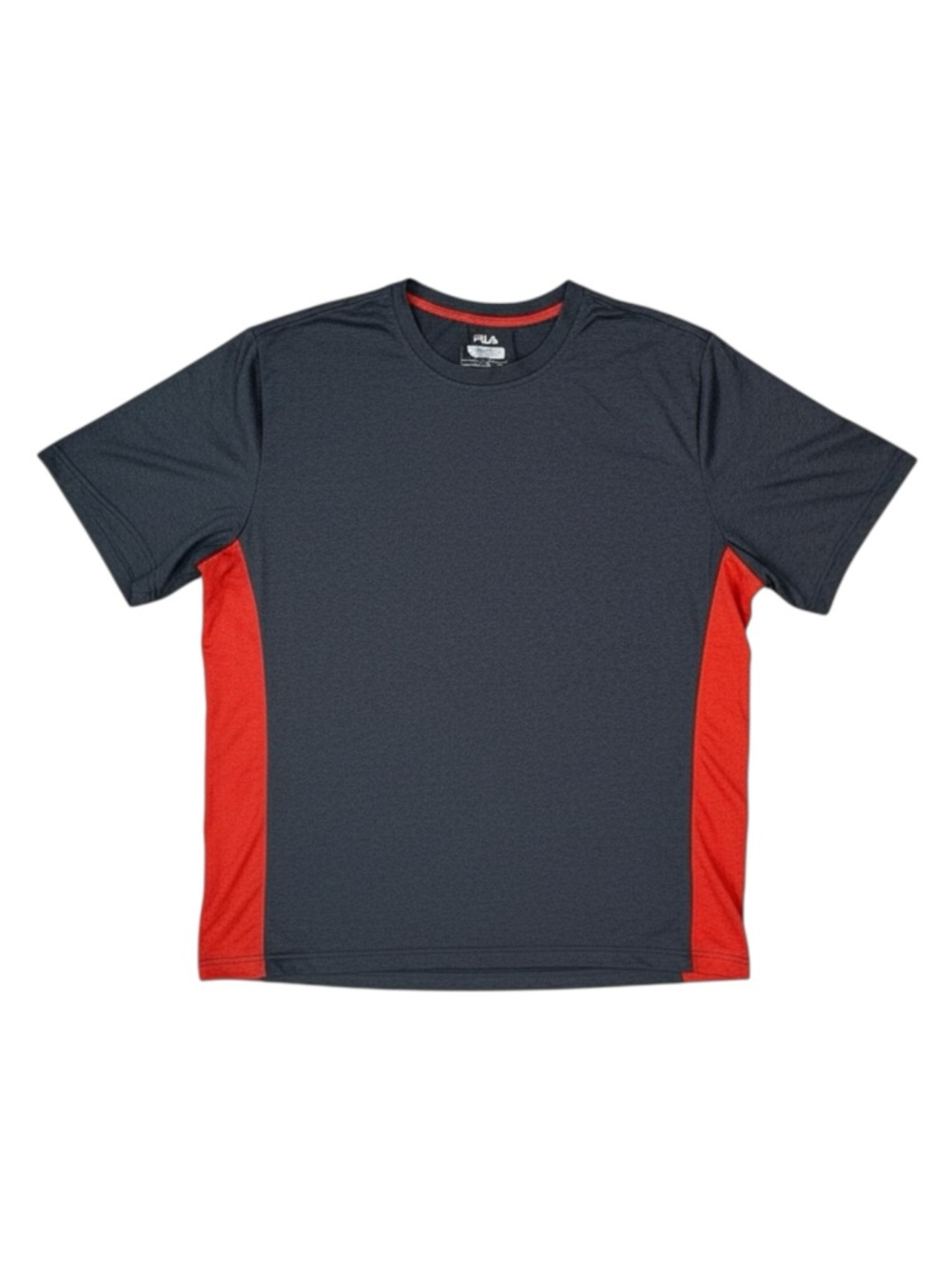 FILA Men’s Heathered Charcoal Grey & Red Striped Active T-Shirt